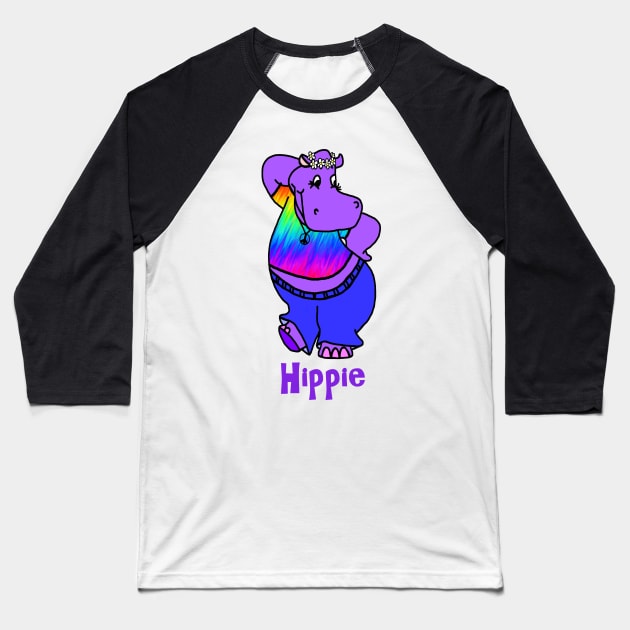 Hippie Hippo Baseball T-Shirt by imphavok